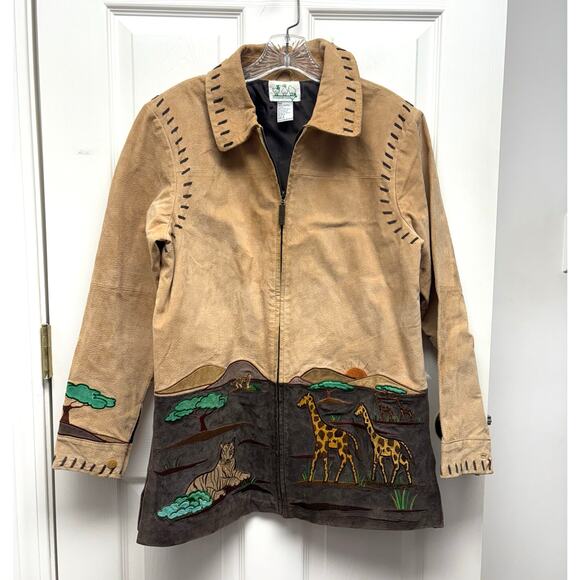 The Quacker Factory Safari Suede Leather Coat Brown Lined Zip Women's Size S - Picture 1 of 10